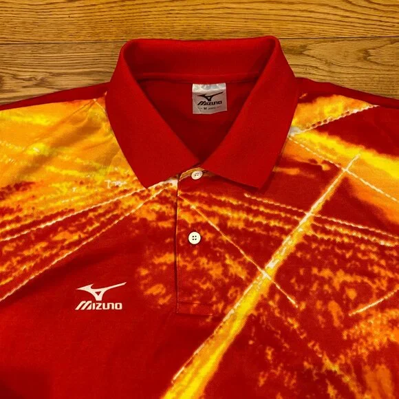 Mizuno Men's Vintage Jaspo Short Sleeve Polo Shirt Medium Made In Japan - Picture 4 of 7